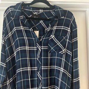 Rails Flannel XL Long Sleeve - Spruce White NWT